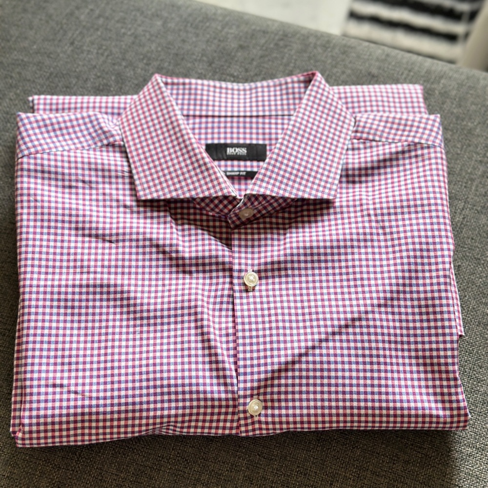 Boss Red Checkered Button Down Shirt